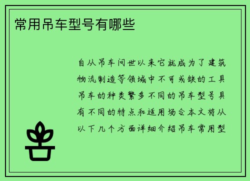 常用吊车型号有哪些