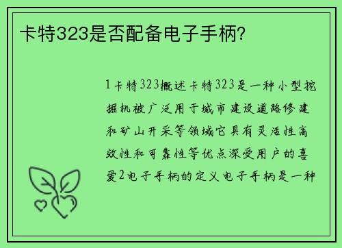 卡特323是否配备电子手柄？
